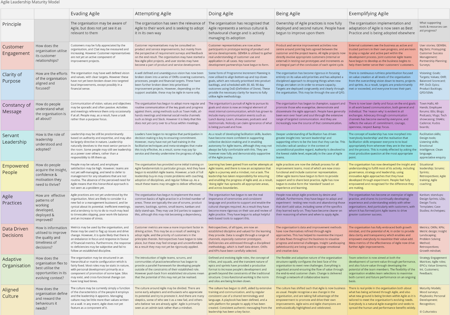 Agile Leadership Maturity Model - by Culturistics